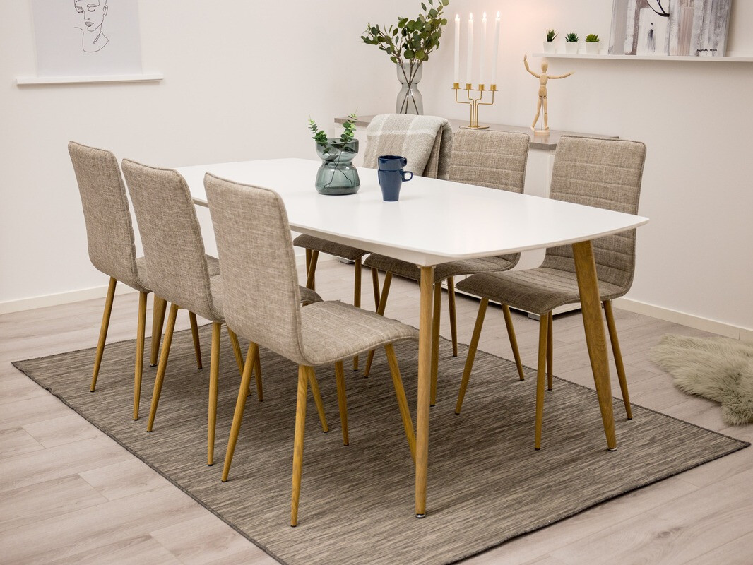 Tafel Dallas 131 (Wit + eiken)