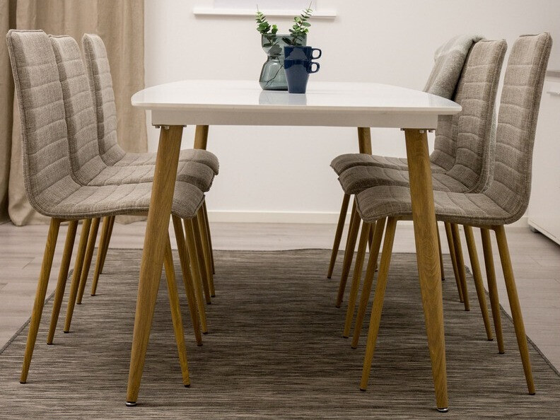 Tafel Dallas 131 (Wit + eiken)