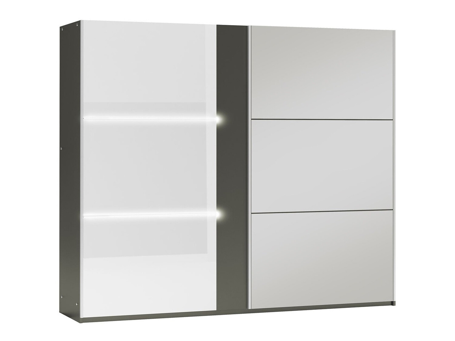 Kledingkast Honolulu 122 (Grafiet + Glanzend wit)