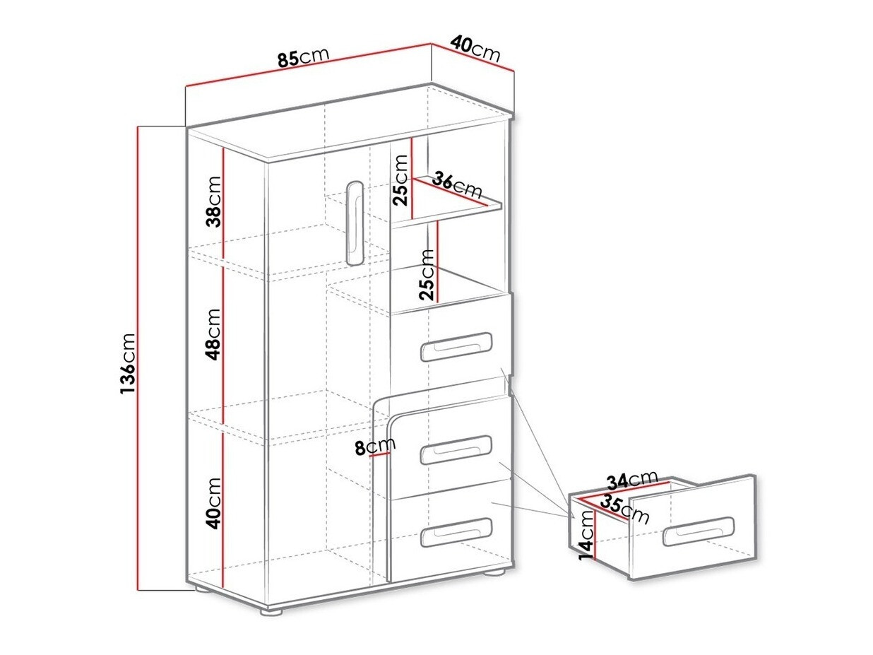 Ladekast Aviseve 101 (Antraciet + Wit)