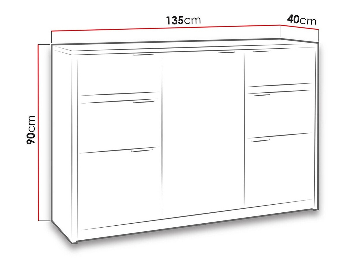 Ladekast Fivelbo 101 (Klooster eik + Glanzend zwart)