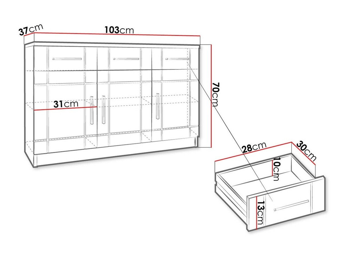 Ladekast Tucson 145 (Sonoma eik + Wit)