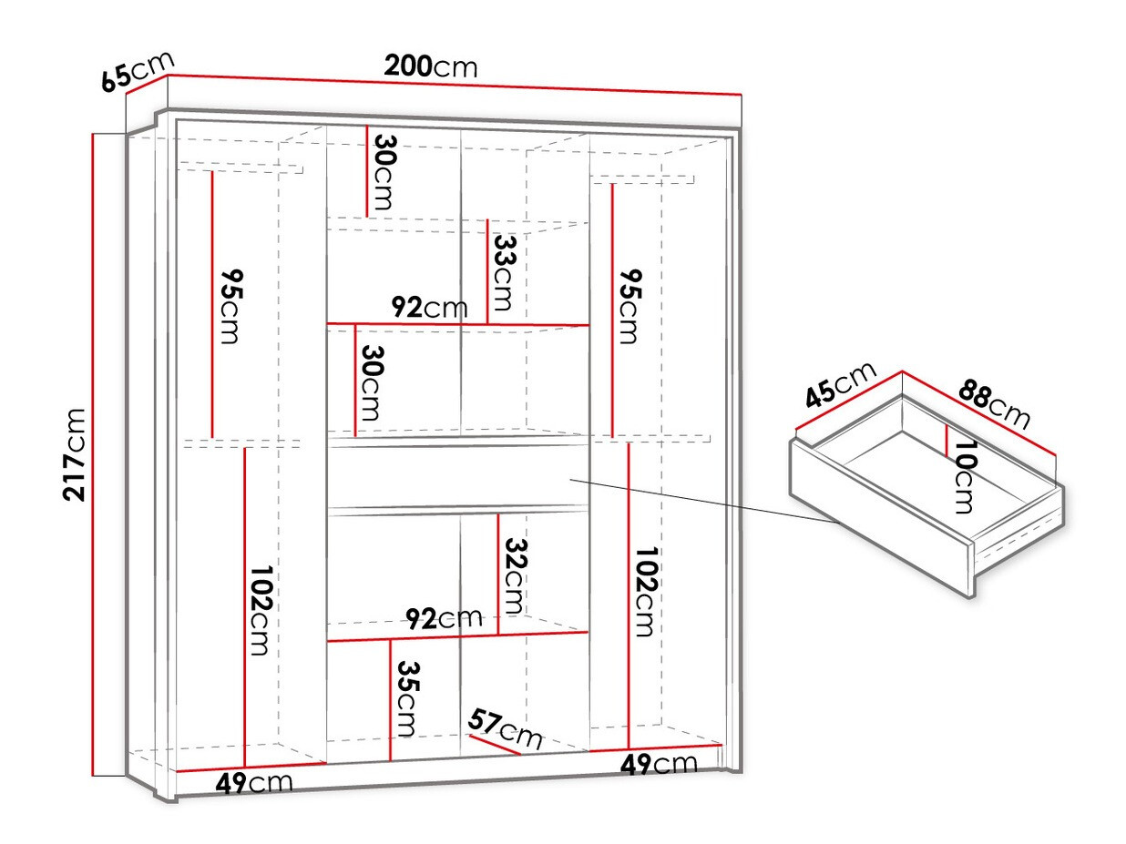 Kledingkast Honolulu 135 (Grafiet)