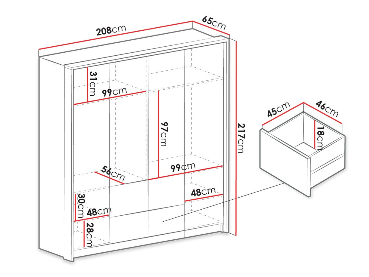 Kledingkast Honolulu 139 (Grijs)