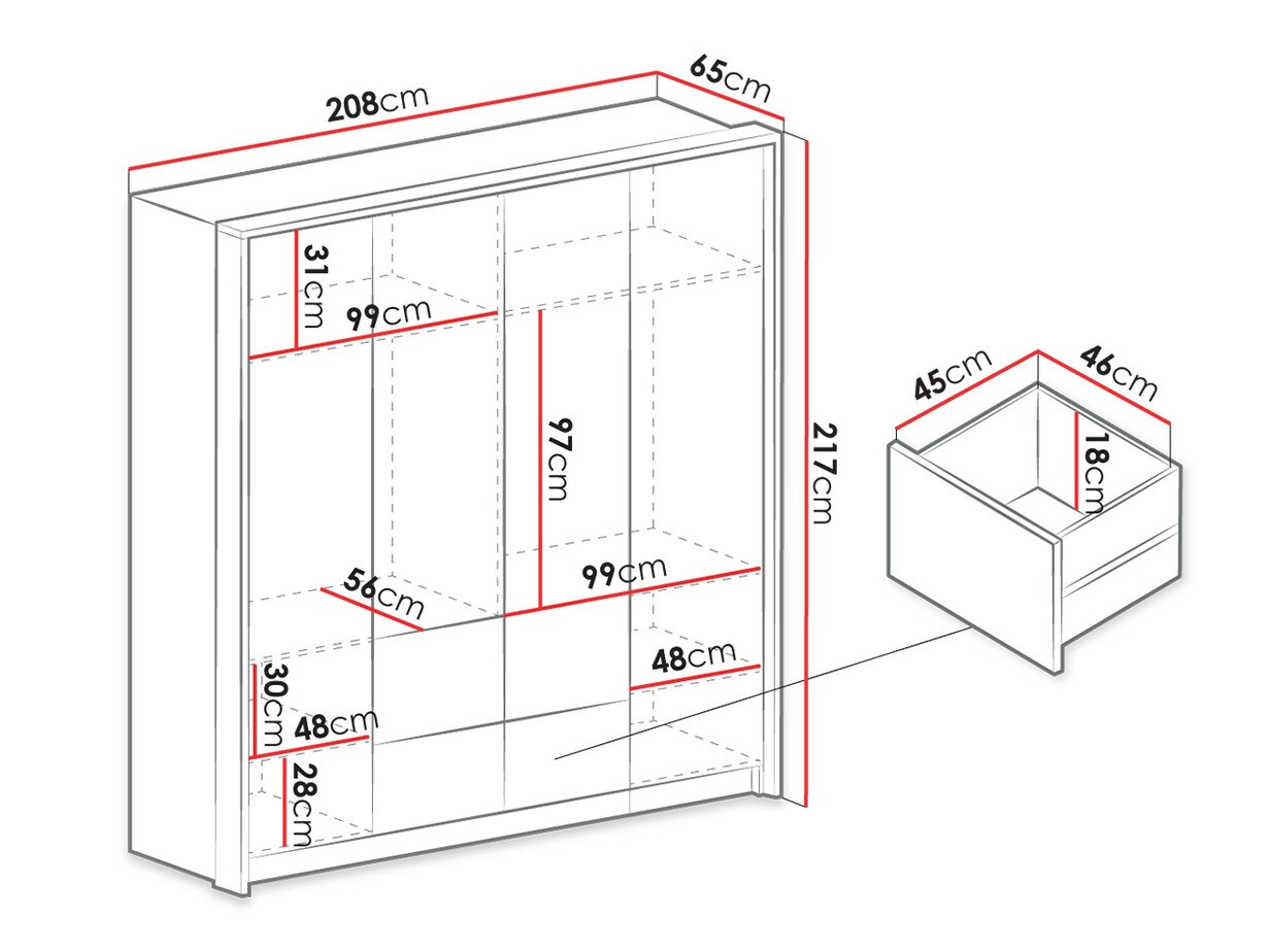 Kledingkast Honolulu 139 (Wit)