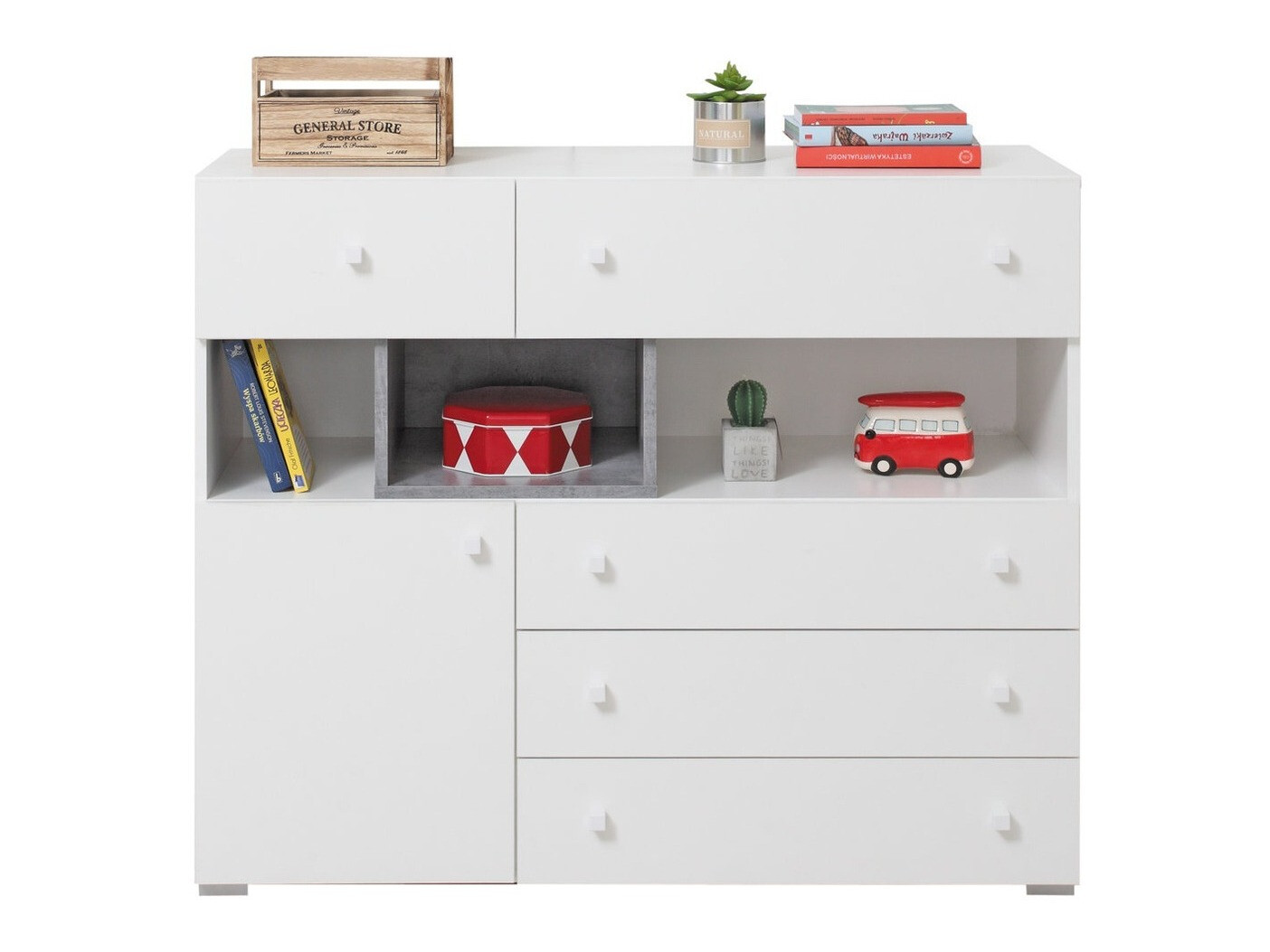 Ladekast Omaha J111 (Wit + Beton)