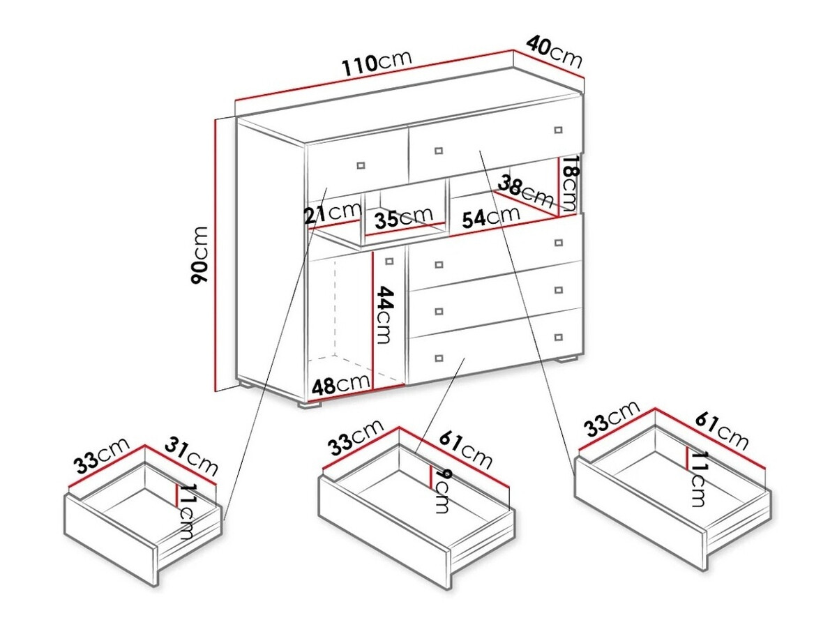Ladekast Omaha J111 (Wit + Beton)