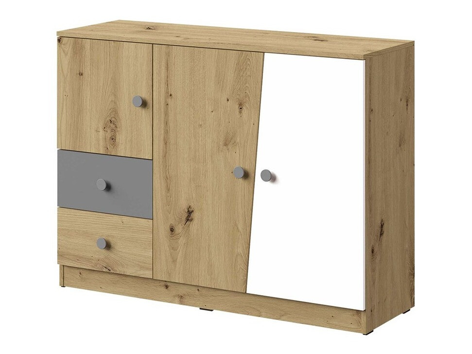 Ladekast Almira 106 (Artisan eiken + Wit + Grijs)