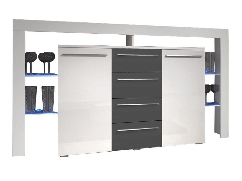 Ladekast Nashville 106 (Wit + Grijs met glans)