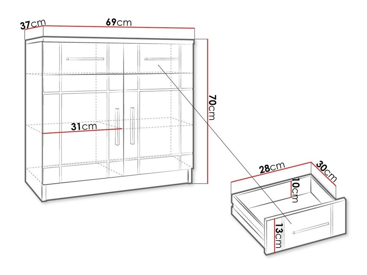 Ladekast Tucson 144 (Sonoma eik + Wit)