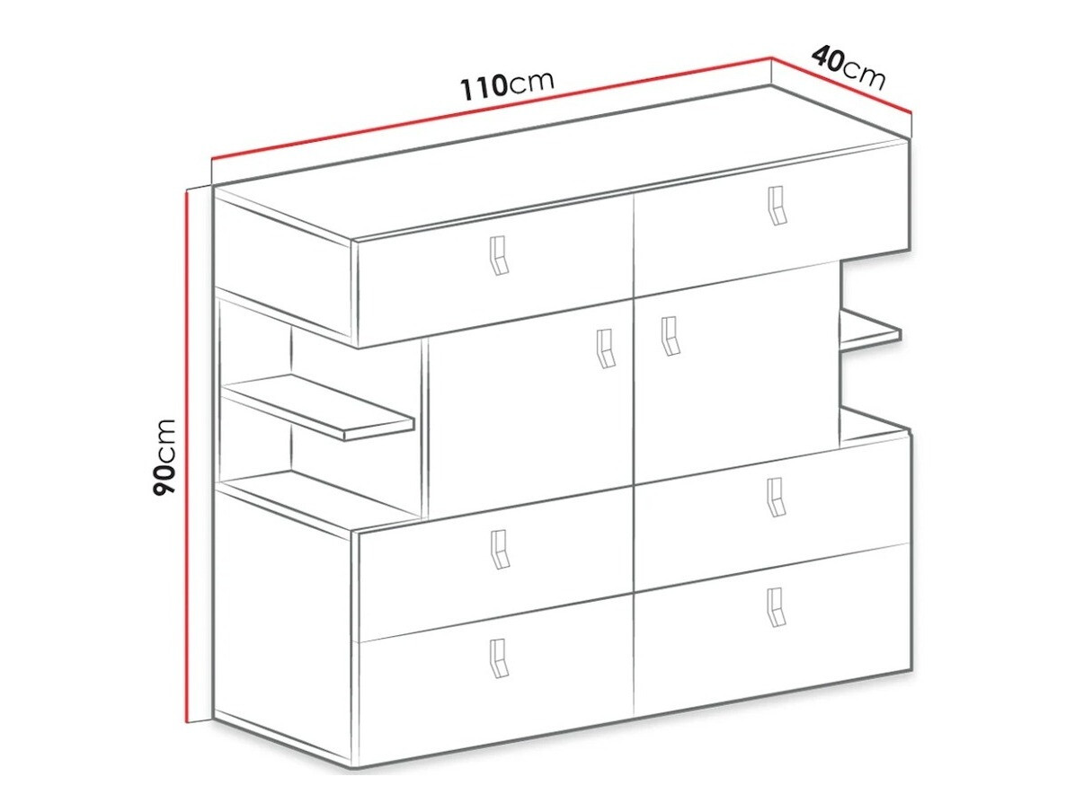 Ladekast Camteso 106 (Wit + Eiken + Turquoise)