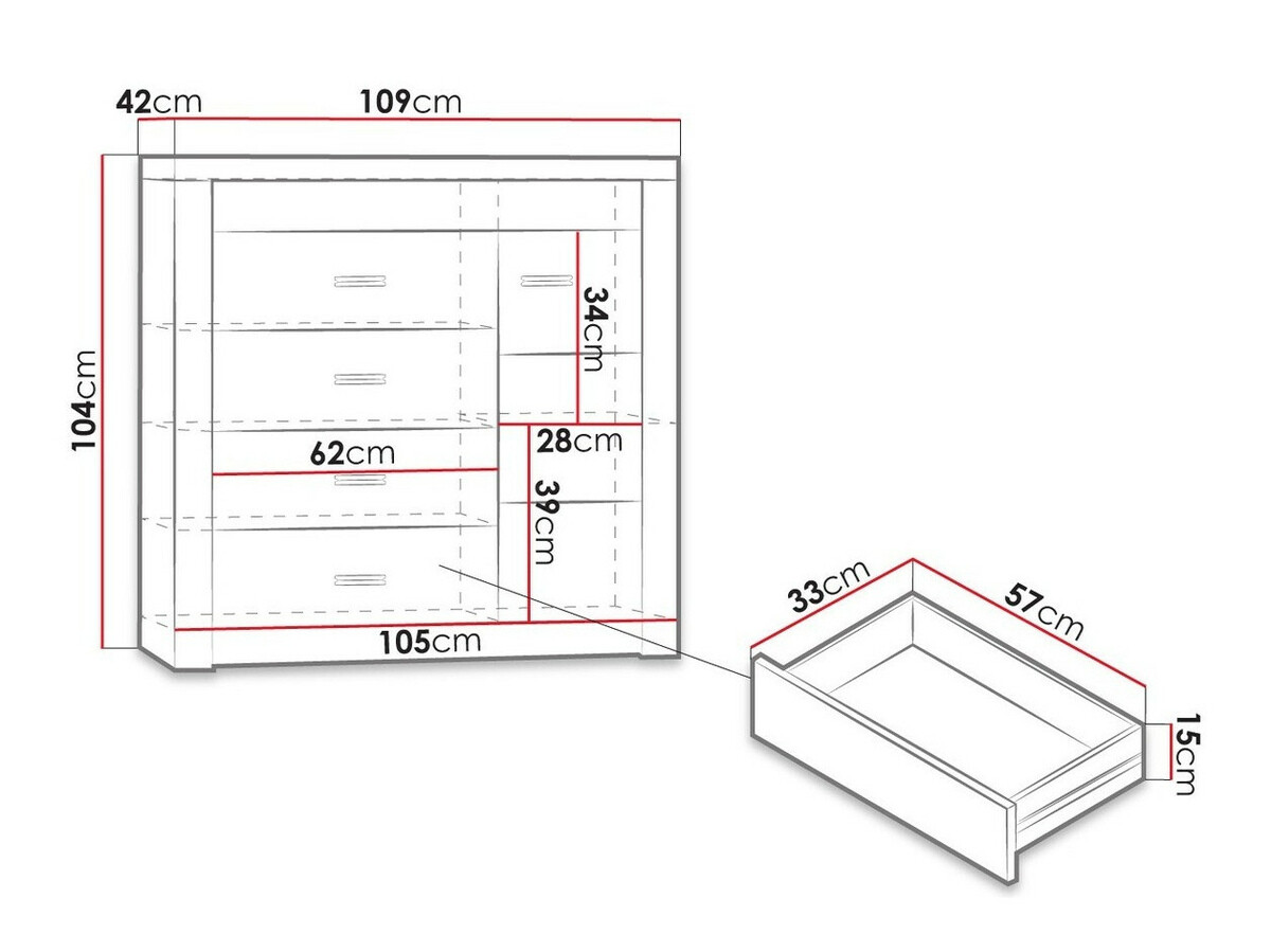 Ladekast Serfeno 115 (Donker essen)