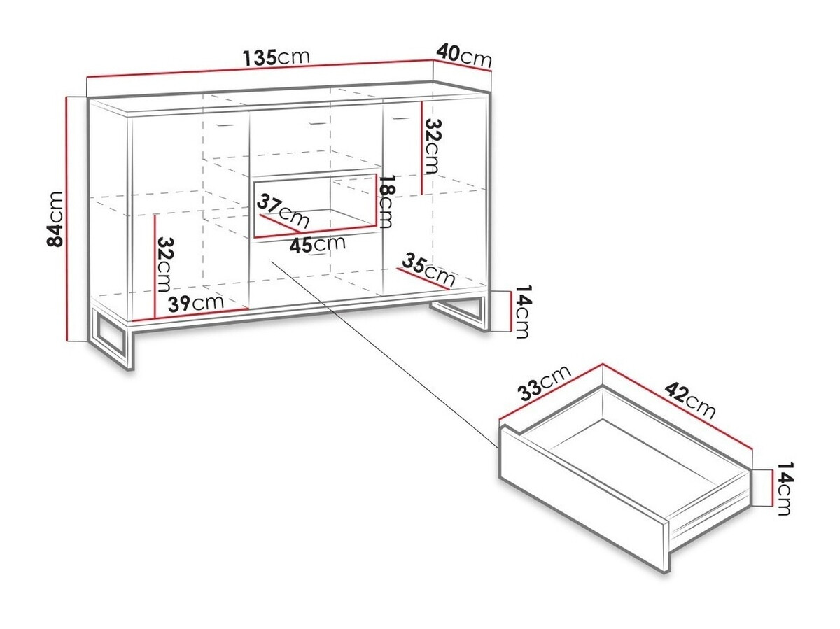 Ladekast Baltesi 104 (Artisan eiken + Zwart)