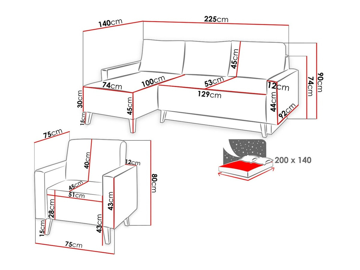 Gestoffeerde meubelset Delbene 105 (Moric 03)