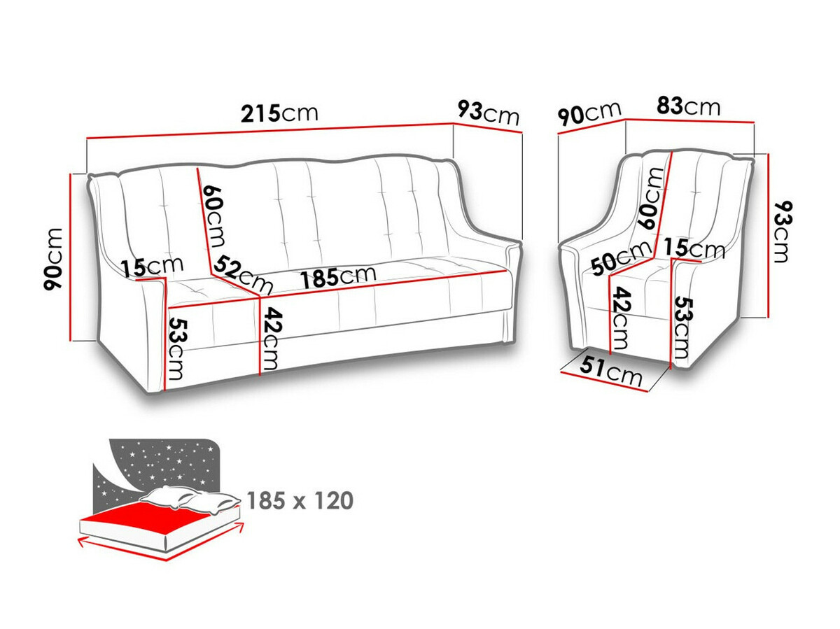 Gestoffeerde meubelset Providence 110 (Ibiza 04 + Ibiza 03)