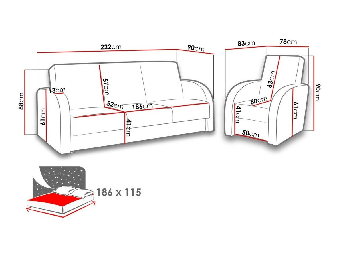 Gestoffeerde meubelset Providence 173 (Soft 066 + Kreta 07)