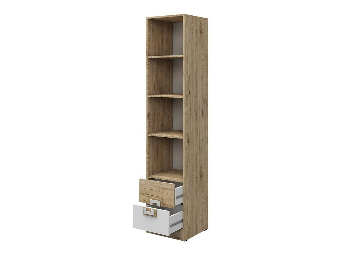 Boekenkast Balvire 107 (Licht eiken + Wit + Grijs)