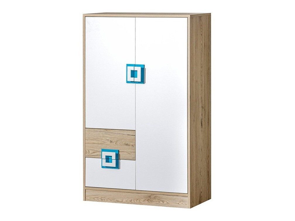 Ladekast Balvire 108 (Licht eiken + Wit + Turquoise)