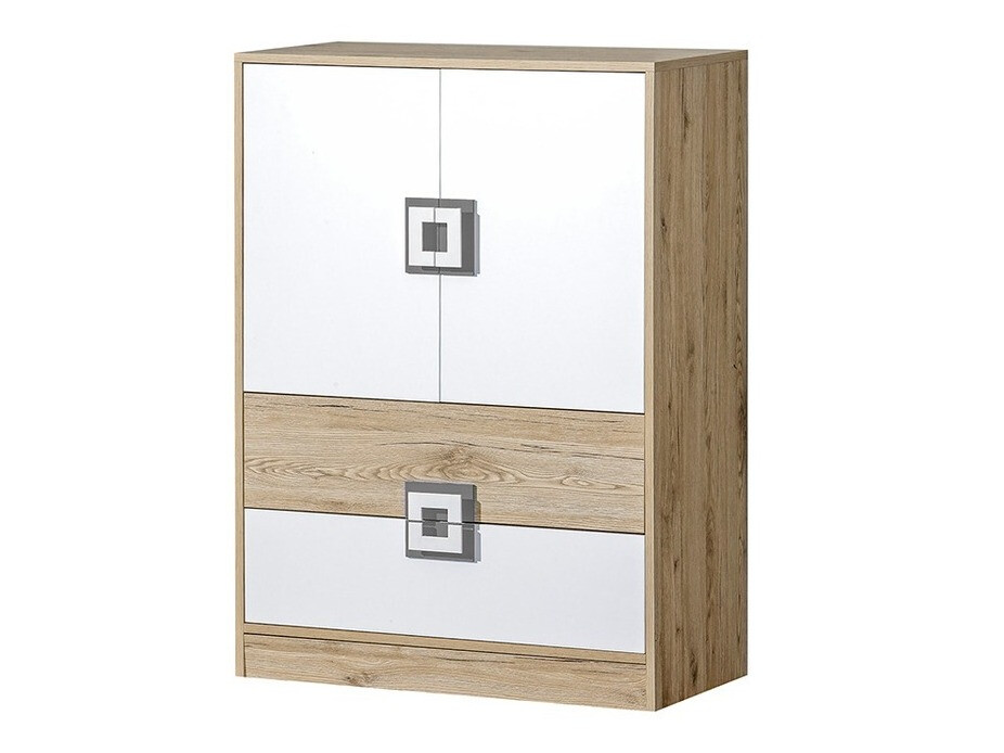 Ladekast Balvire 109 (Licht eiken + Wit + Grijs)