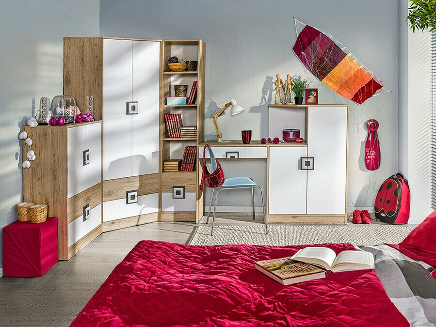 Ladekast Balvire 109 (Licht eiken + Wit)