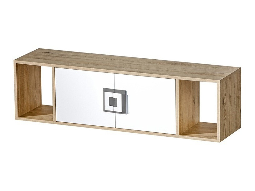 Wandplank Balvire 112 (Licht eiken + Wit + Grijs)