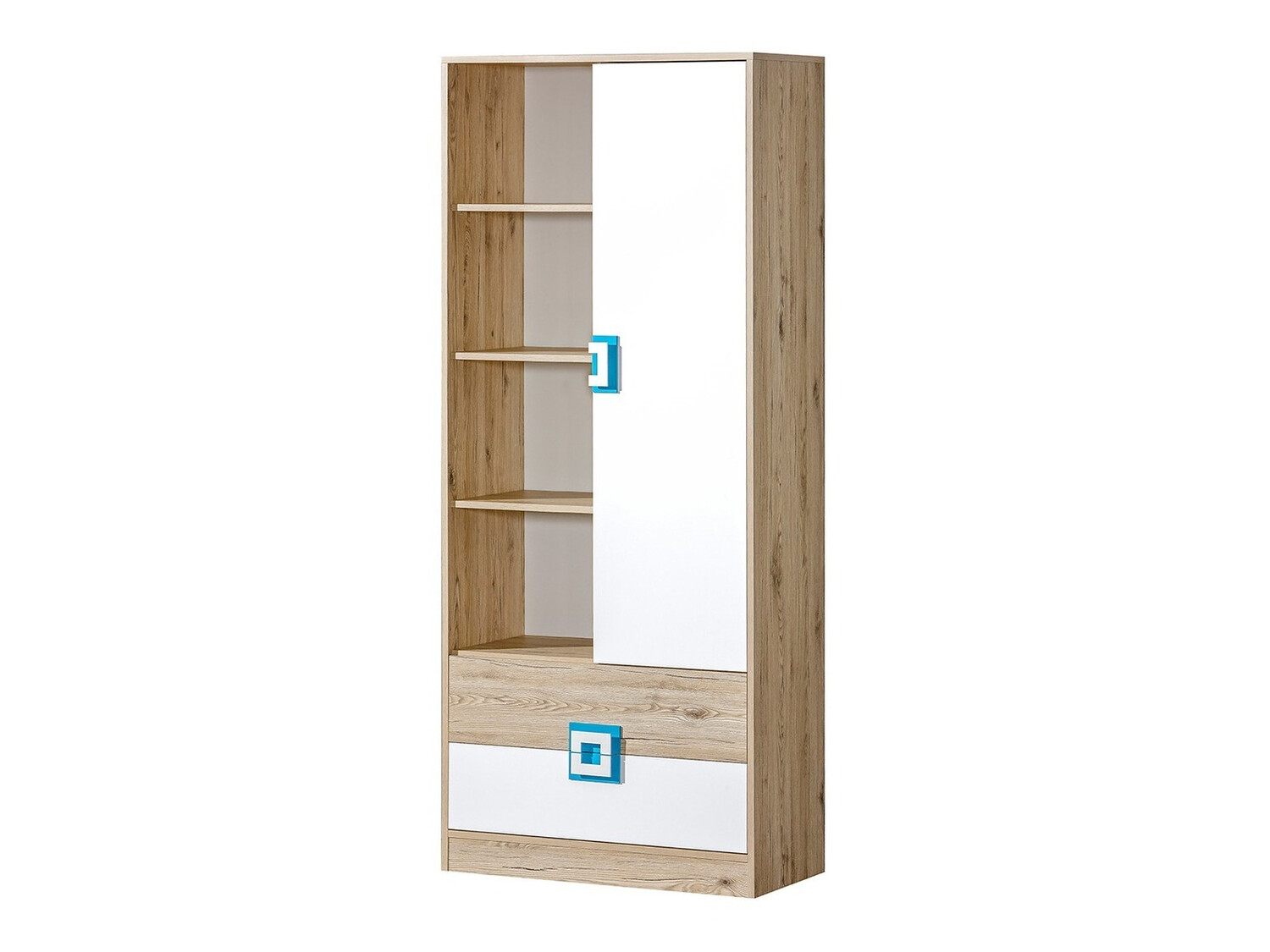Boekenkast Balvire 105 (Licht eiken + Wit + Turquoise)