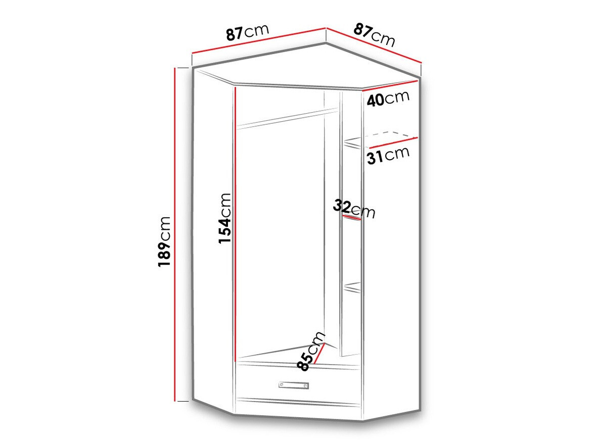 Hoekkledingkast Lorlare 112 (Wit + Turquoise)