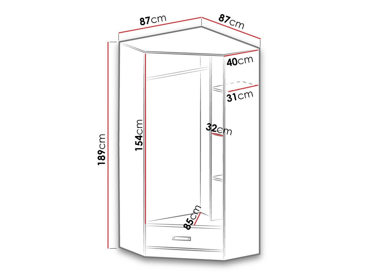 Hoekkledingkast Lorlare 112 (Wit + Roze)