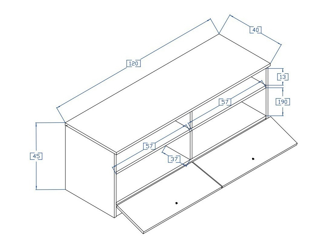 TV-meubel Mirelbu 107 (Artisan eiken + Wit + Zwart)