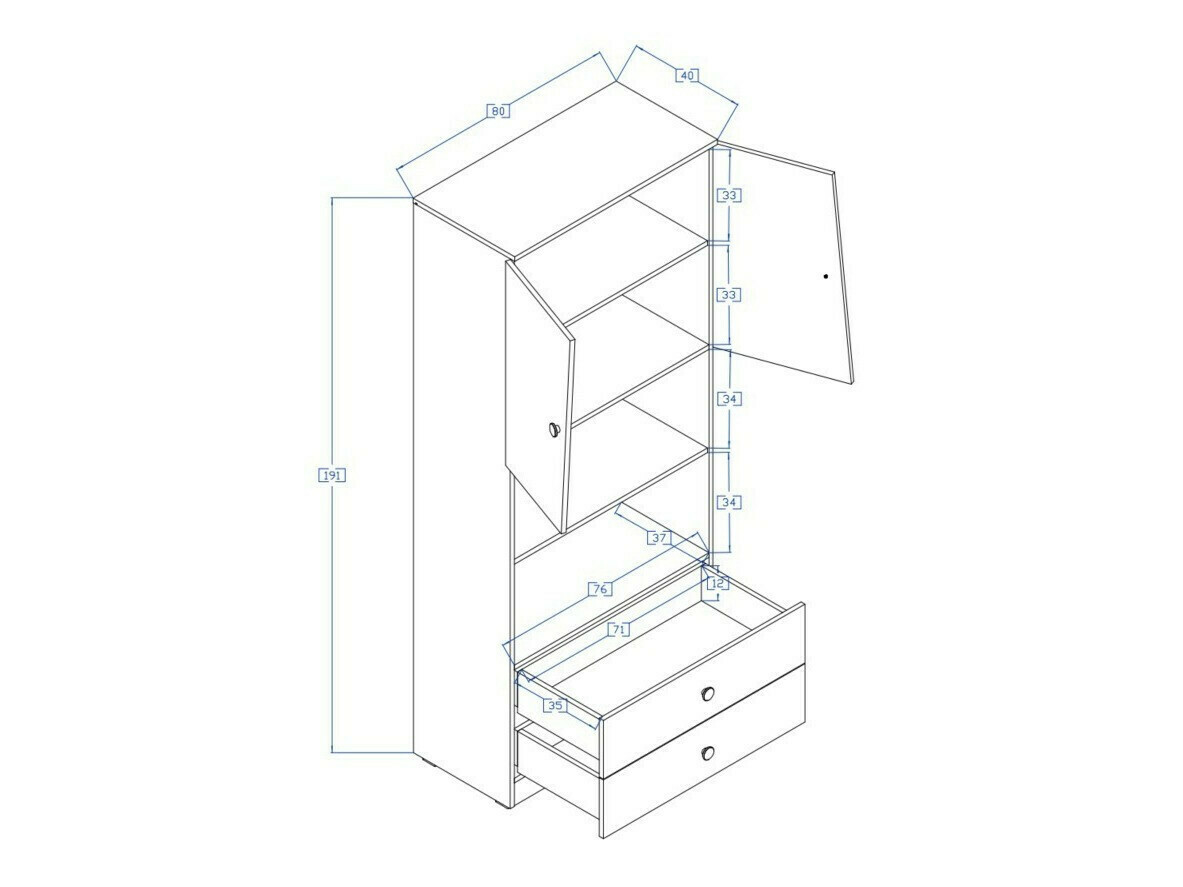 Boekenkast Mirelbu 103 (Artisan eiken + Glanzend wit + Glanzend zwart)