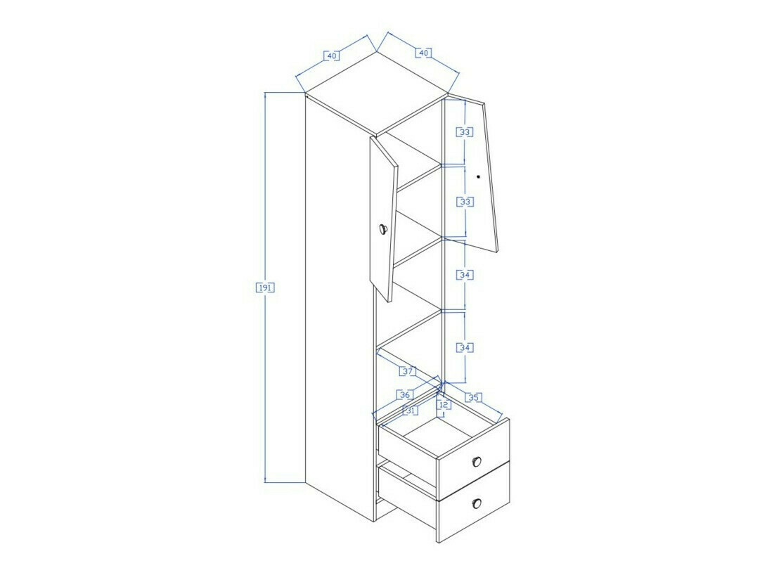 Boekenkast Mirelbu 104 (Artisan eiken + Glanzend wit + Grijs met glans)