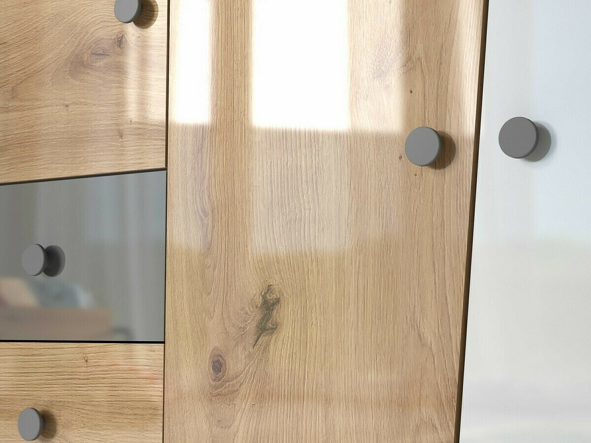 Kledingkast Mirelbu 100 (Artisan eiken + Glanzend wit + Glanzend zwart)