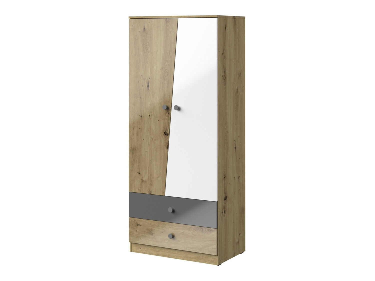 Kledingkast Mirelbu 100 (Artisan eiken + Glanzend wit + Grijs met glans)