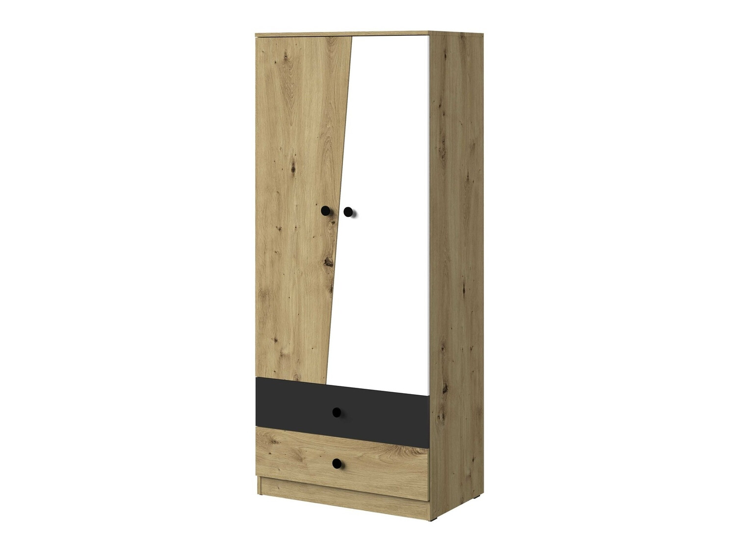 Kledingkast Mirelbu 100 (Artisan eiken + Wit + Zwart)