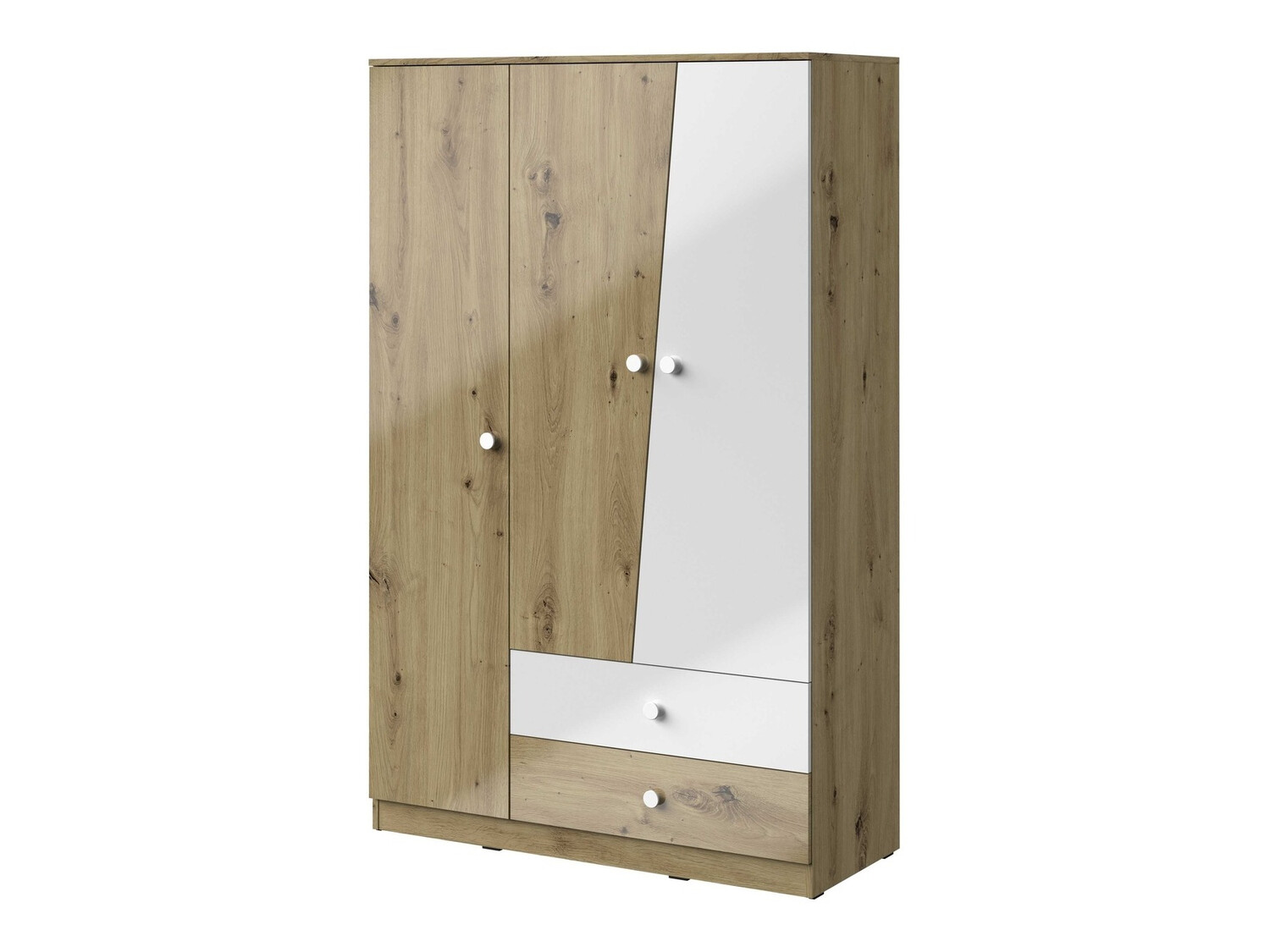 Kledingkast Mirelbu 102 (Artisan eiken + Glanzend wit)