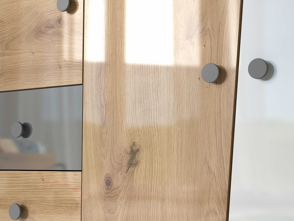 Kledingkast Mirelbu 102 (Artisan eiken + Glanzend wit)