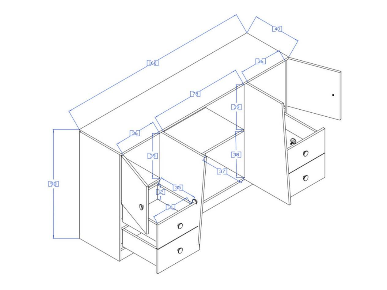 Ladekast Mirelbu 105 (Artisan eiken + Glanzend wit + Grijs met glans)