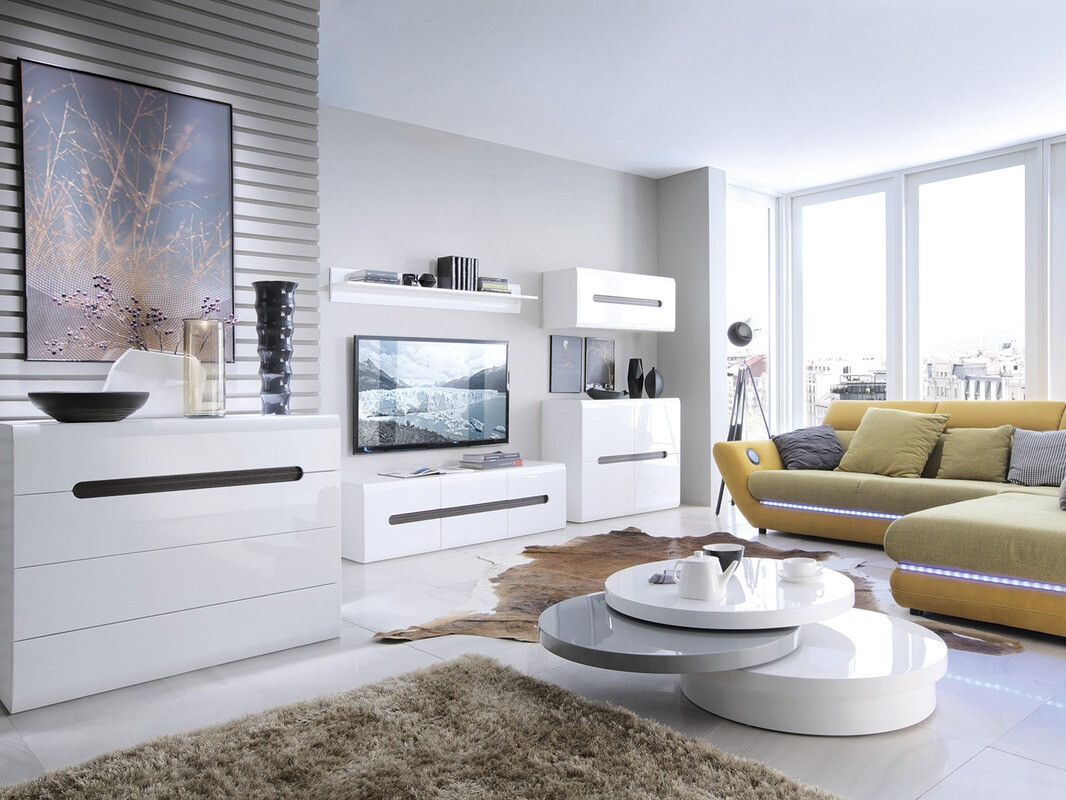 Dressoir Serveso 106 (Wit + Glanzend wit)