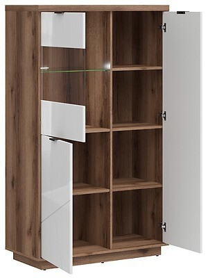 Woonkamerset Fivale 111 (Donker delano-eik + Glanzend wit)