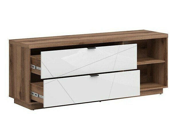 Woonkamerset Fivale 111 (Donker delano-eik + Glanzend wit)