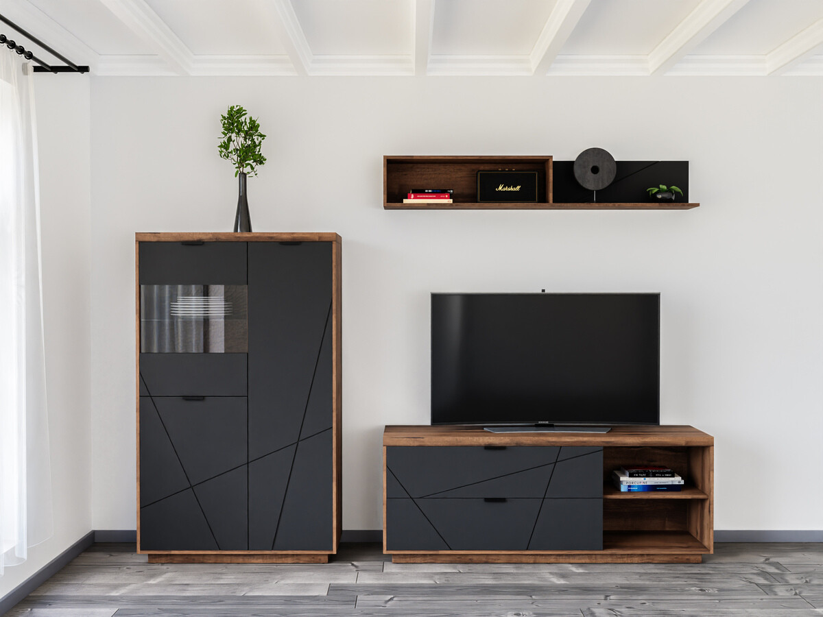 Woonkamerset Fivale 111 (Donker delano-eik + Matzwart)