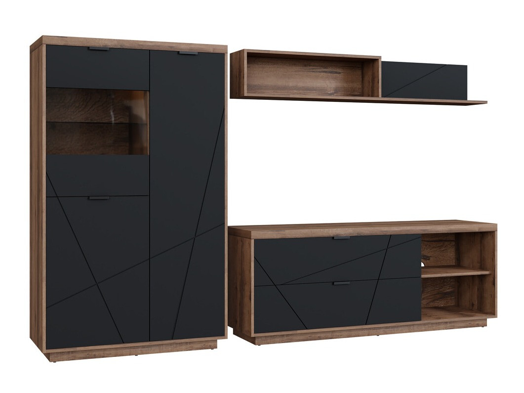 Woonkamerset Fivale 111 (Donker delano-eik + Matzwart)