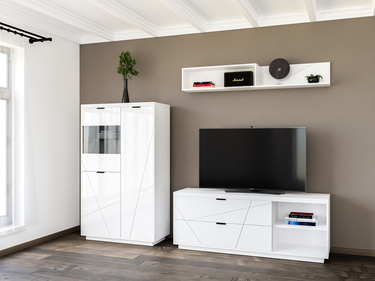 Woonkamerset Fivale 111 (Glanzend wit + Wit)