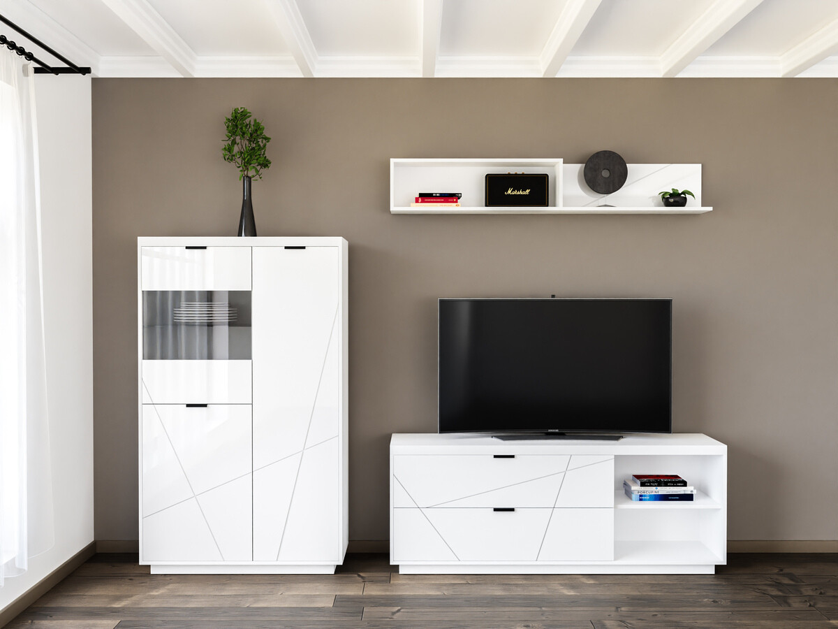 Woonkamerset Fivale 111 (Glanzend wit + Wit)