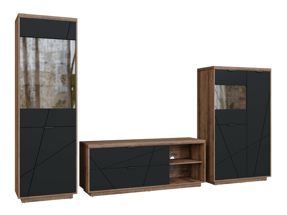 Woonkamerset Fivale 112 (Donker delano-eik + Matzwart)