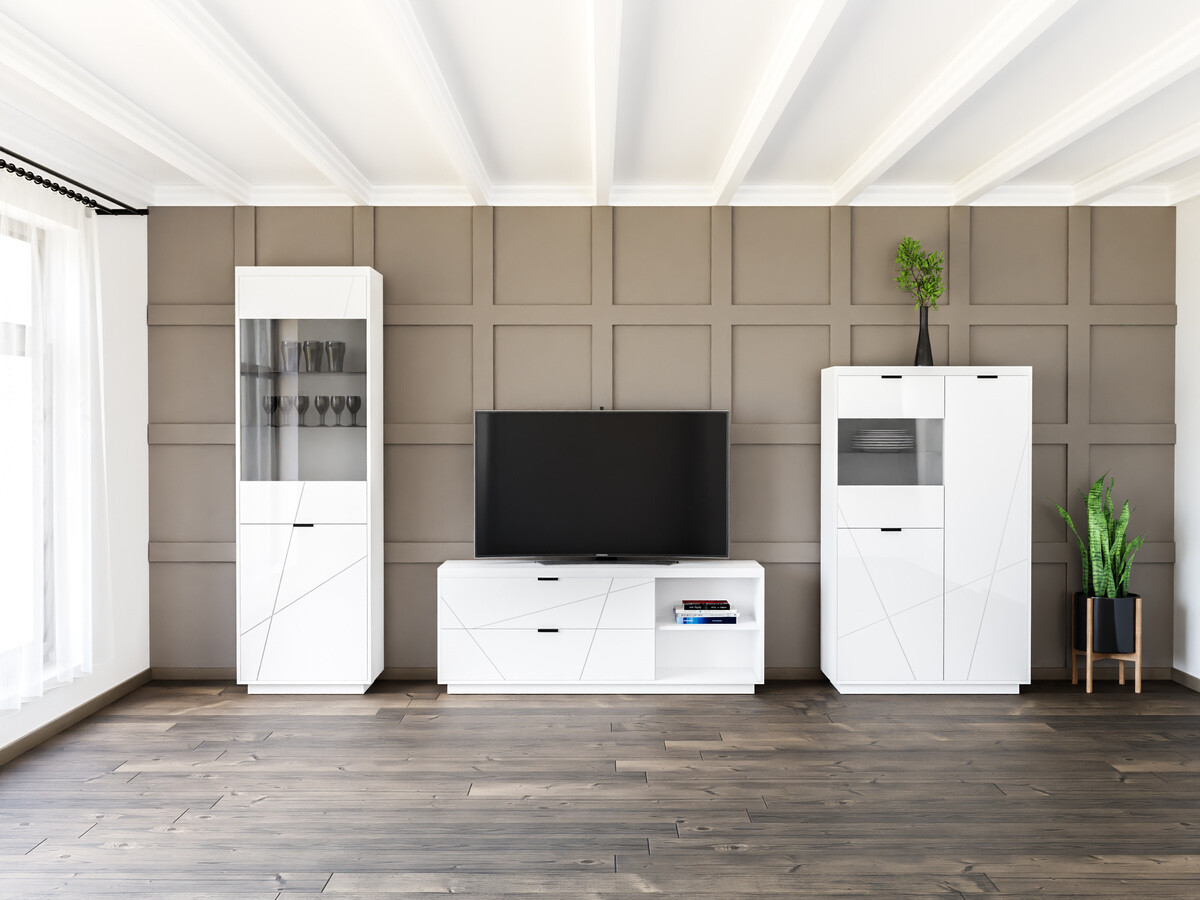 Woonkamerset Fivale 112 (Glanzend wit + Wit)