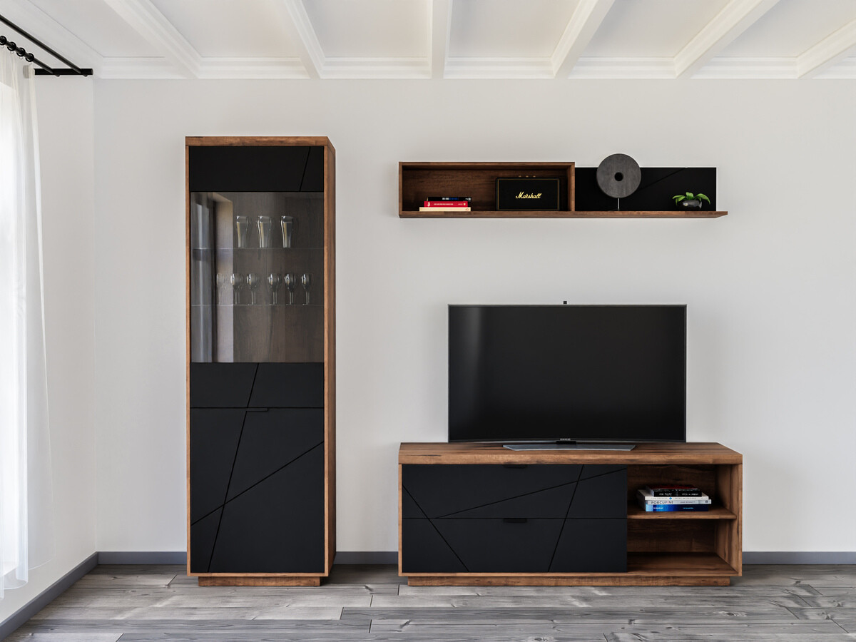 Woonkamerset Fivale 113 (Donker delano-eik + Matzwart)