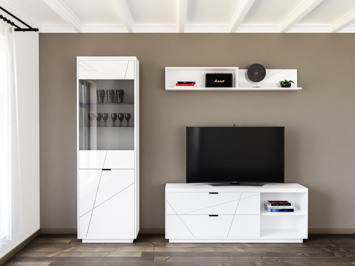 Woonkamerset Fivale 113 (Glanzend wit + Wit)