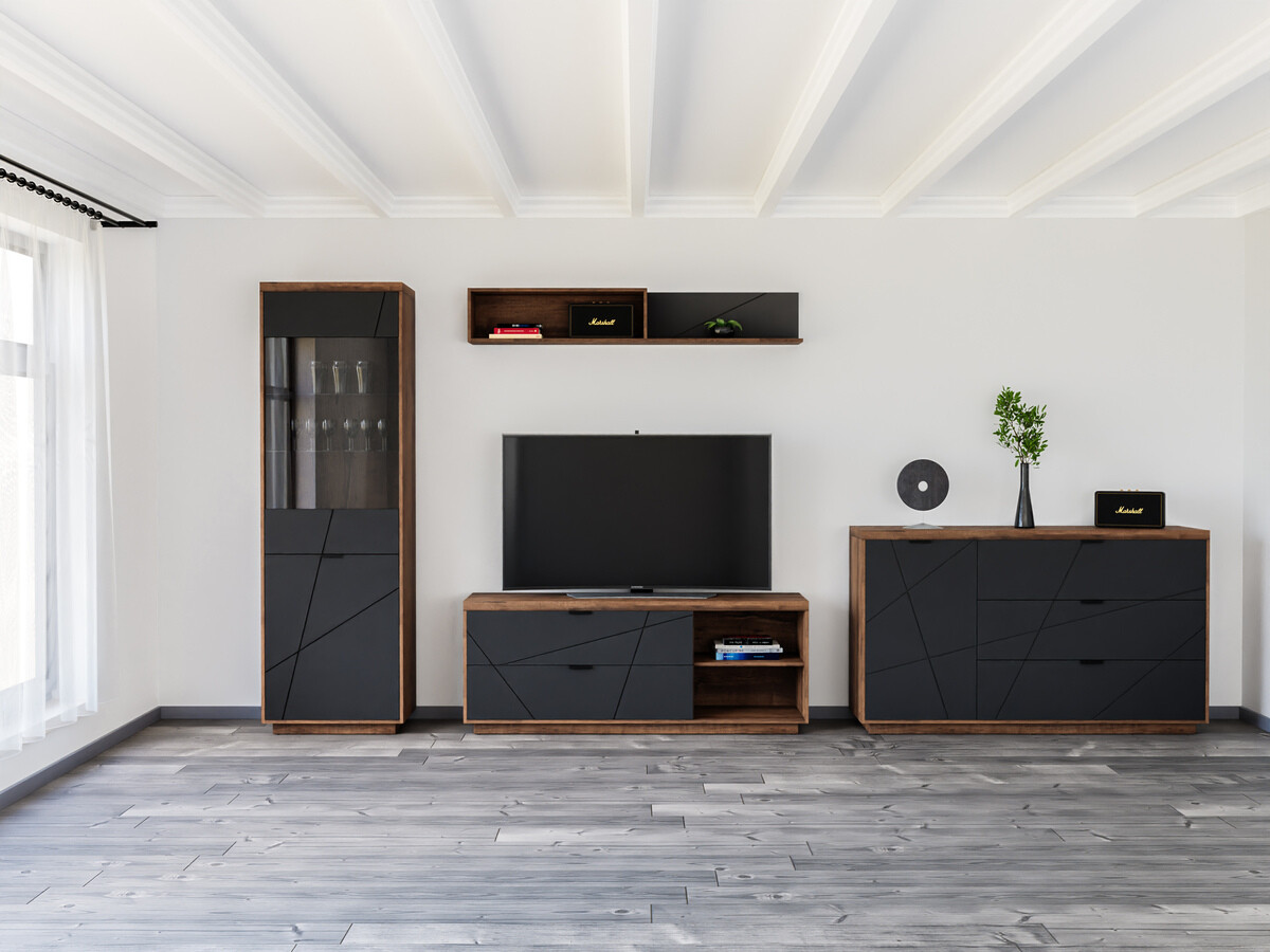 Woonkamerset Fivale 114 (Donker delano-eik + Matzwart)