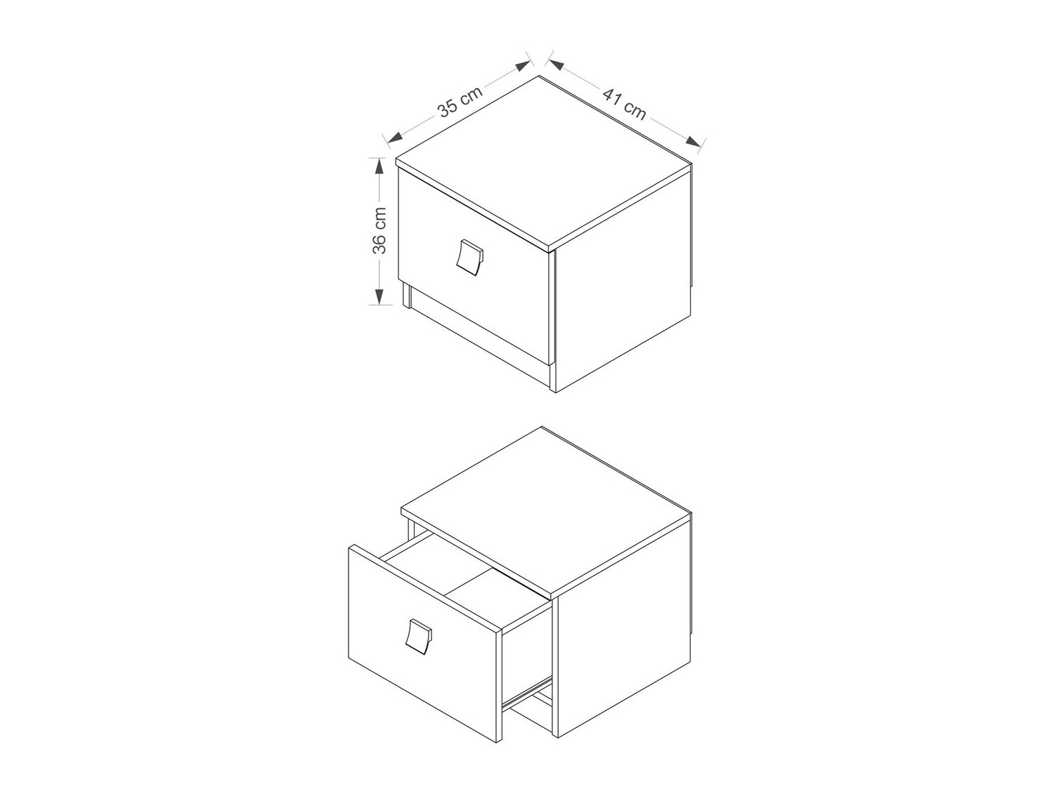 Nachtkastje Murrieta 111 (Glanzend wit + Glanzend zwart)